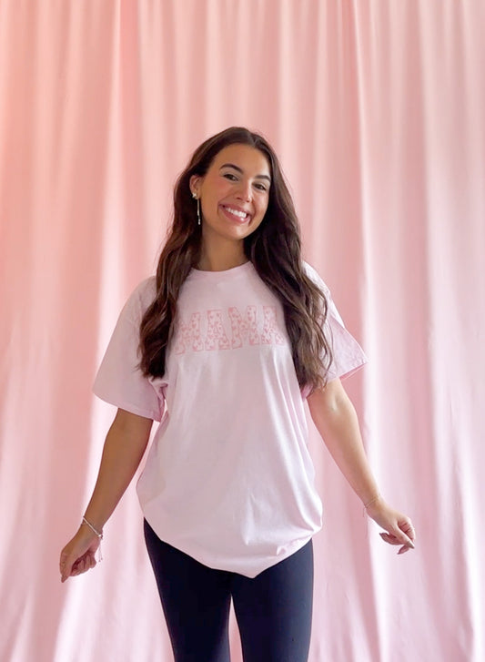 Mama Pink Heart Puff Tshirt