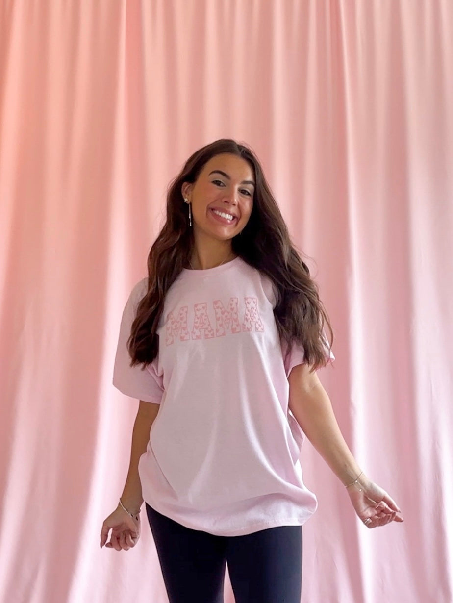 Mama Pink Heart Puff Tshirt