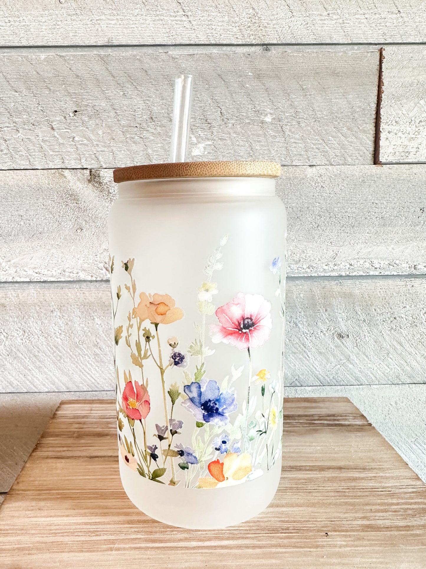 Floral Frosted Tumbler 16 Oz