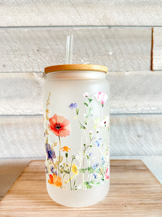 Floral Frosted Tumbler 16 Oz