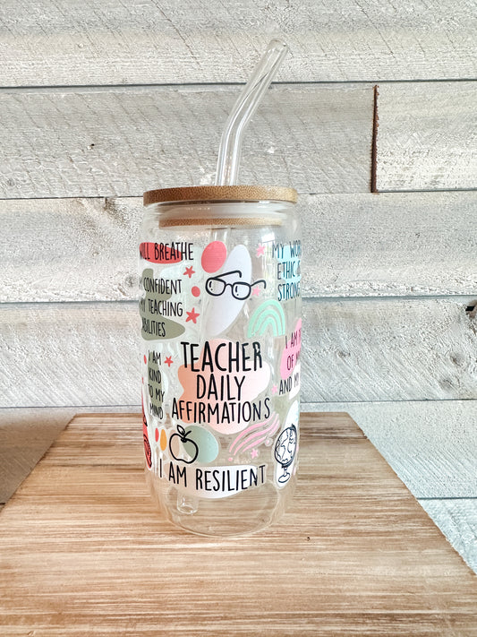 Teacher Daily Affirmations Frosted Tumbler 16 Oz