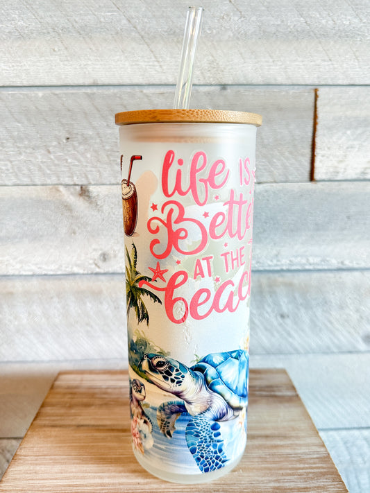Life Is Better At The Beach Summer Frosted Tumbler 25 Oz