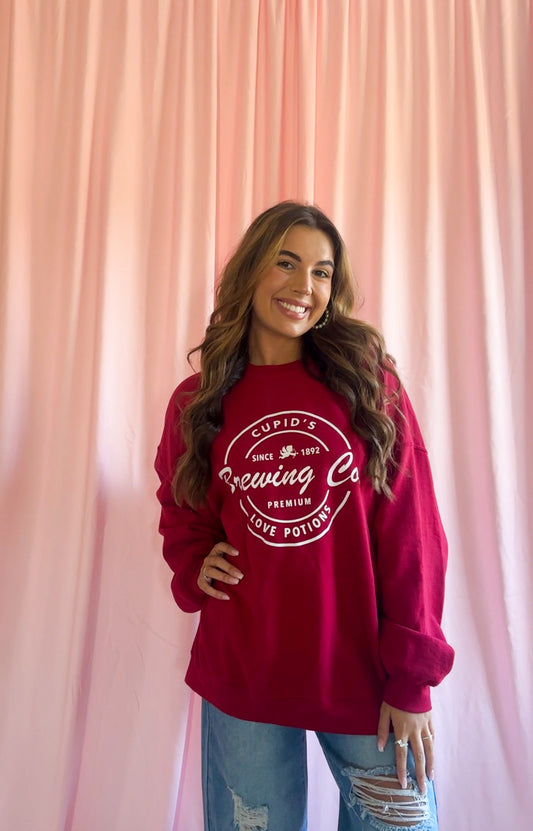 Red Valentine's Day Sweatshirt Women Sweater Valentine's Day Apparel Cupid Sweatshirt Valentine's Day Merchandise Red Sweatshirt Crewneck