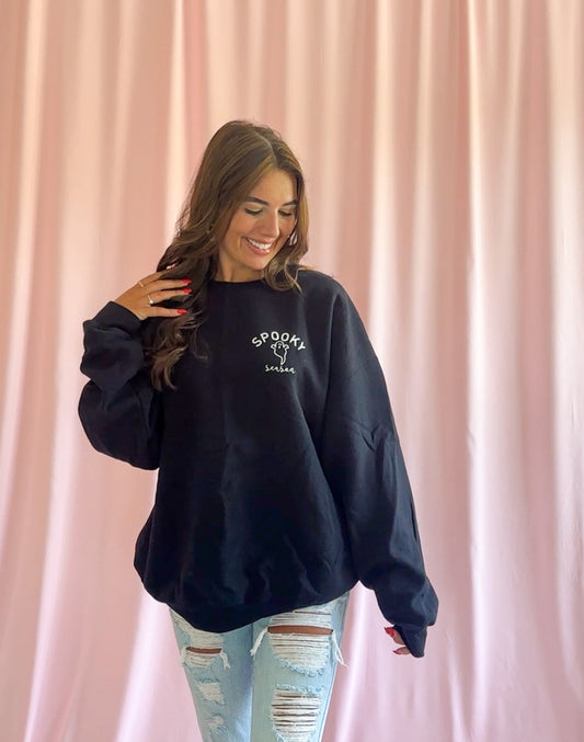 Spooky Season Ghost Sweatshirt Black