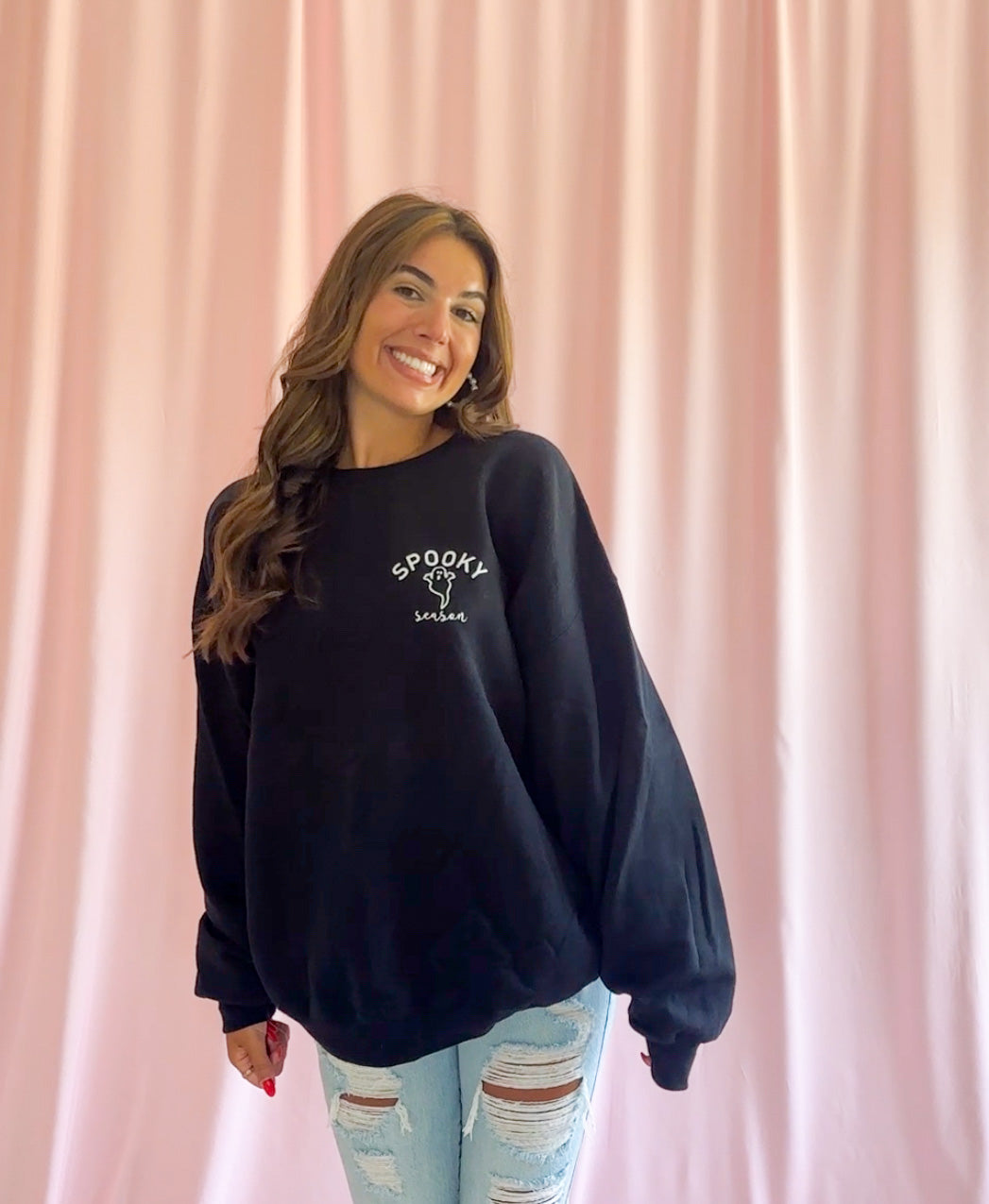 Spooky Season Ghost Sweatshirt Black