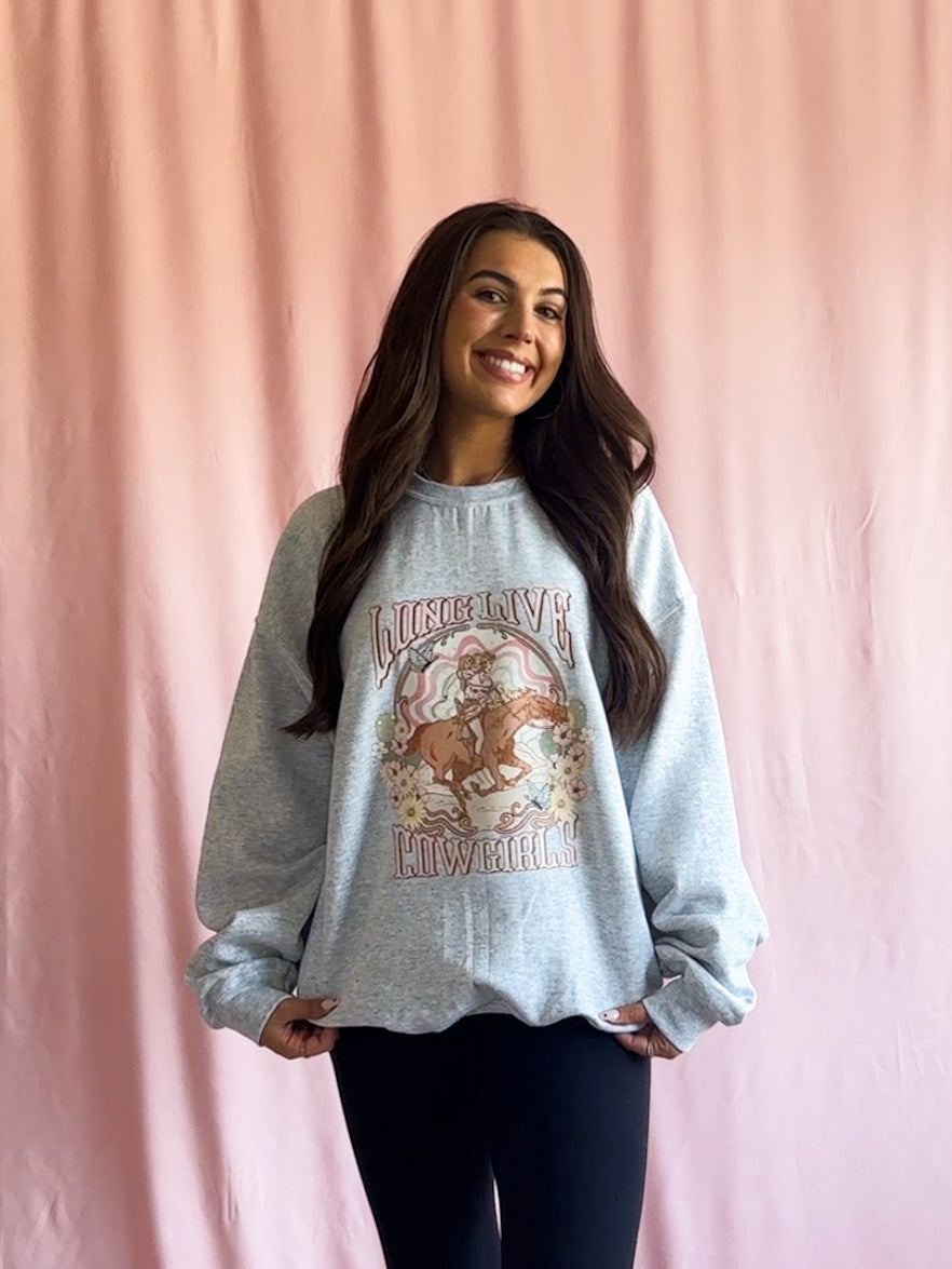 Long Live Cowgirls Western Grey Sweatshirt