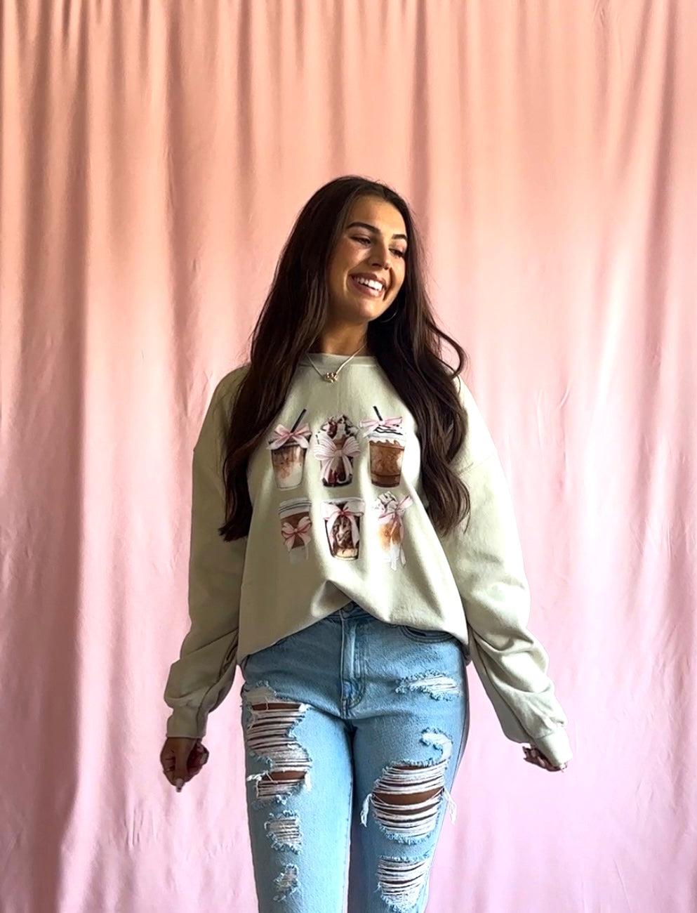 Coquette Pink Bow Coffee Lover Sweatshirt