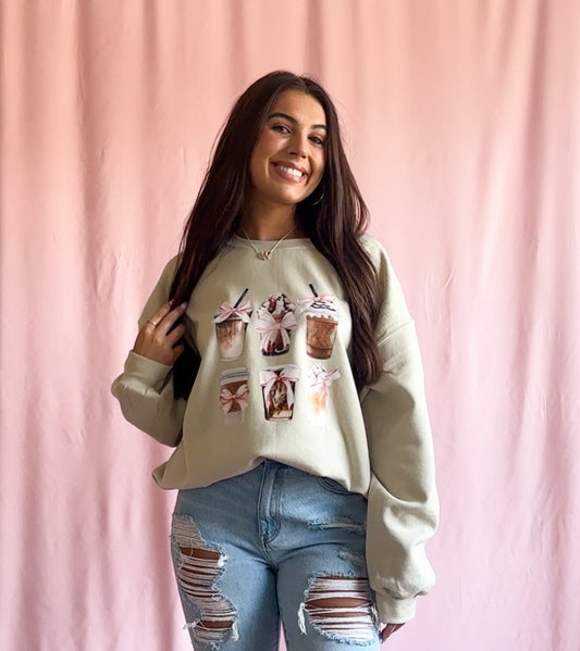 Coquette Pink Bow Coffee Lover Sweatshirt