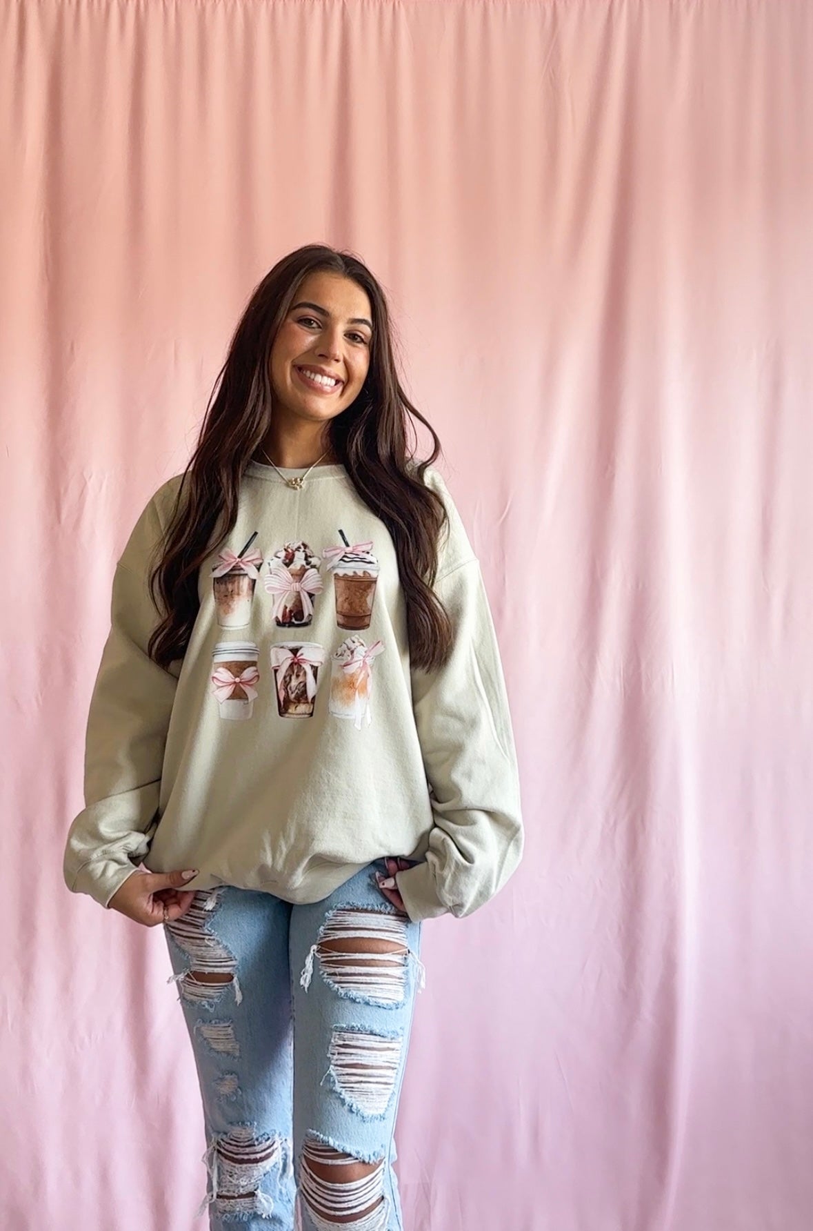 Coquette Pink Bow Coffee Lover Sweatshirt