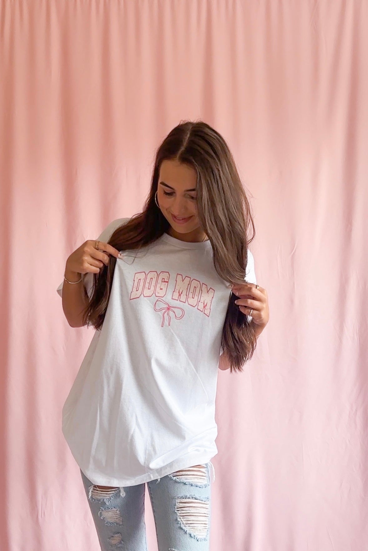 Dog Mom Trendy White Shirt Coquette