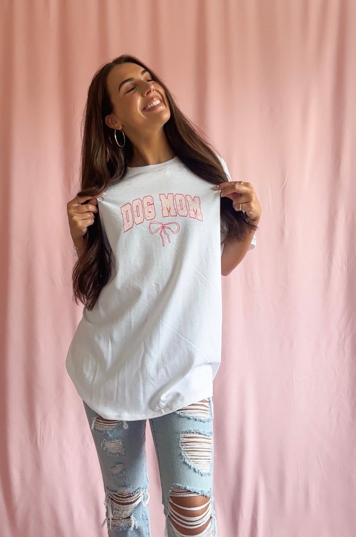 Dog Mom Trendy White Shirt Coquette