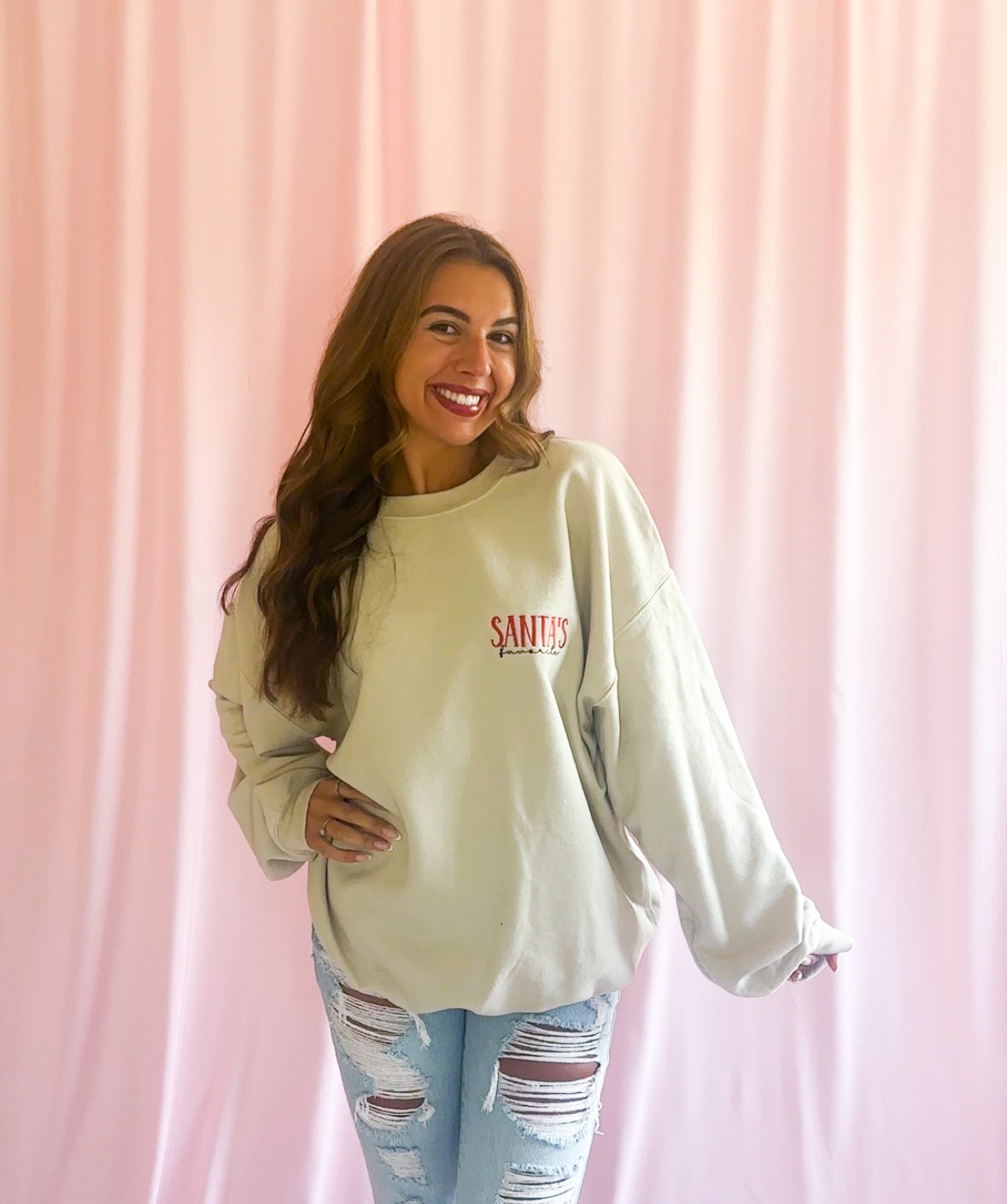 Santa's Favorite Embroidered Christmas Sweatshirt