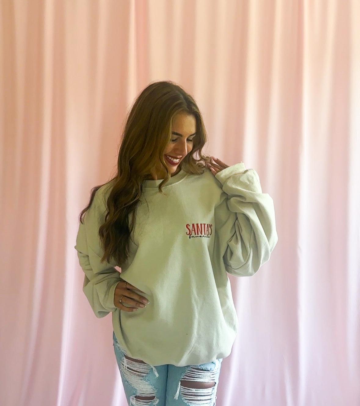 Santa's Favorite Embroidered Christmas Sweatshirt