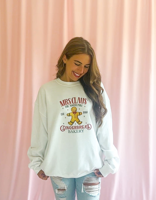 Mrs. Claus Gingerbread Bakery Christmas Sweatshirt