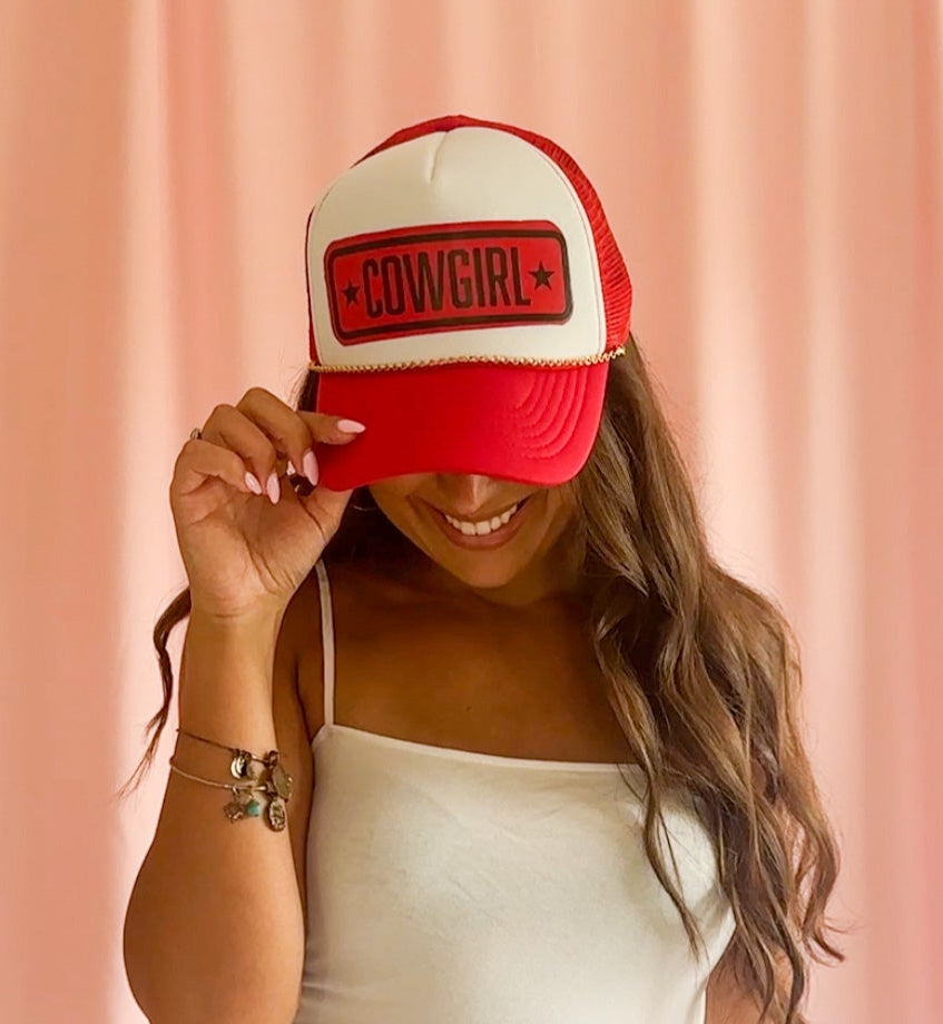 cowgirl red trucker hat women hat western women accessories trendy trucker hat women