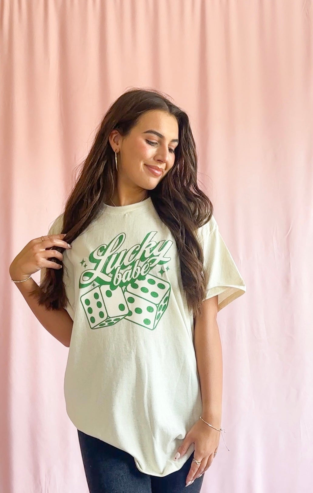 Lucky Babe Dice Shirt- Women Trendy St Patricks Day Shirt