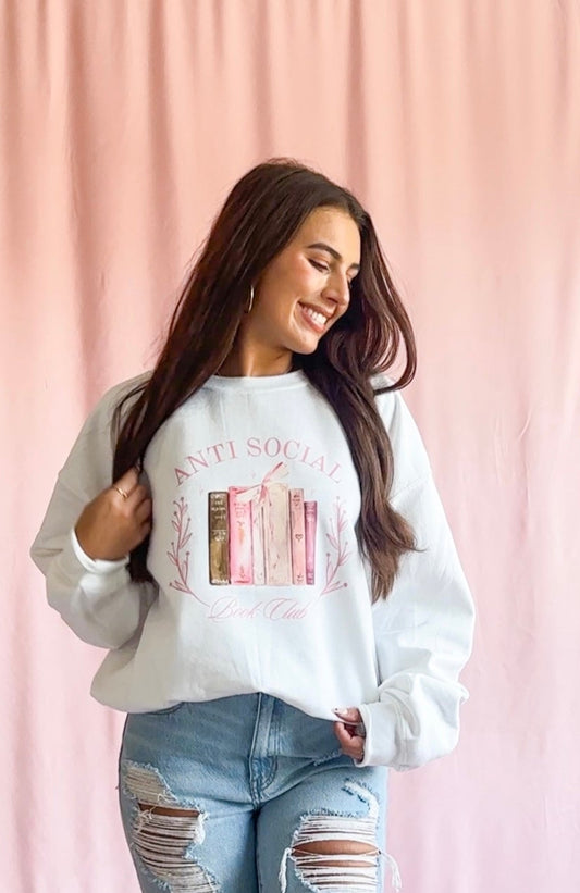 Antisocial Book Club White Sweatshirt Women Sweatshirt Reader