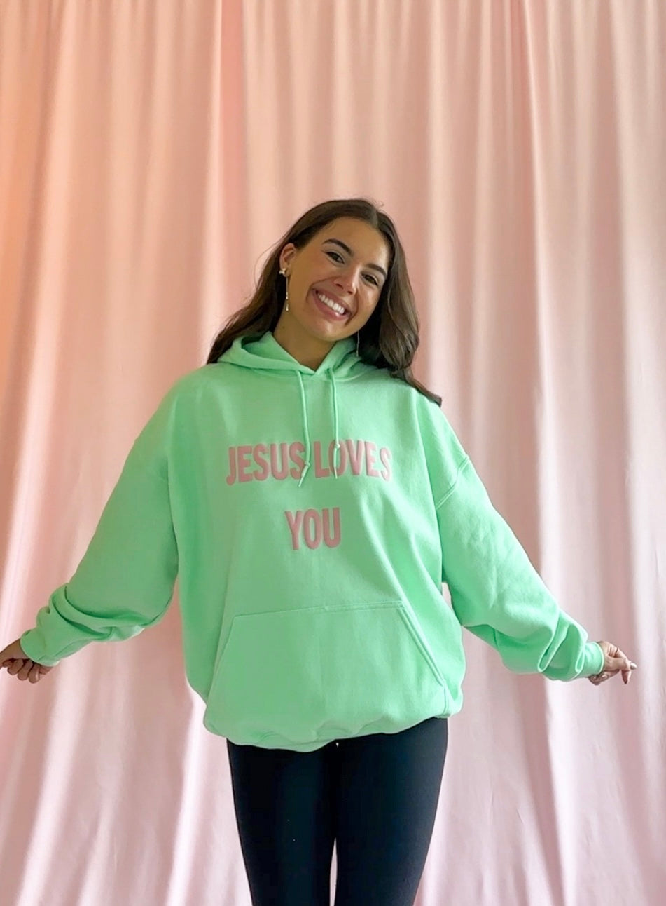 jesus loves you hoodie black puff letter sweatshirt christianity hoodie religious sweatshirt women hoodie faith based
