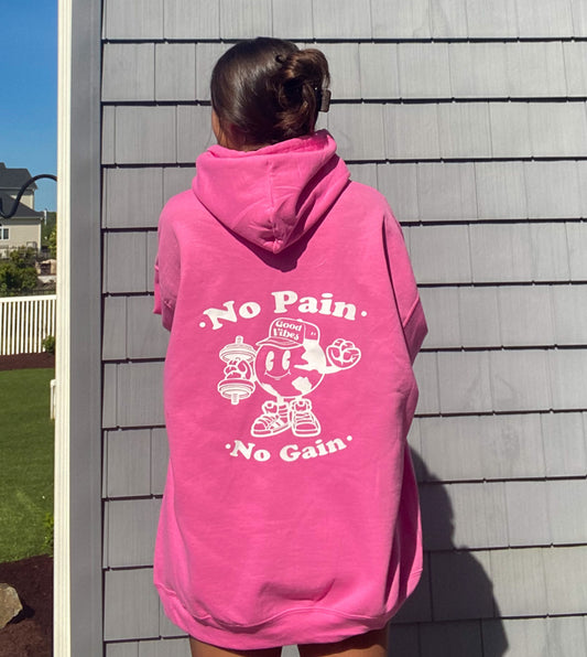 hot pink gym hoodie women gym sweatshirt fitness pump cover pink no pain no gain trendy gym sweatshirt