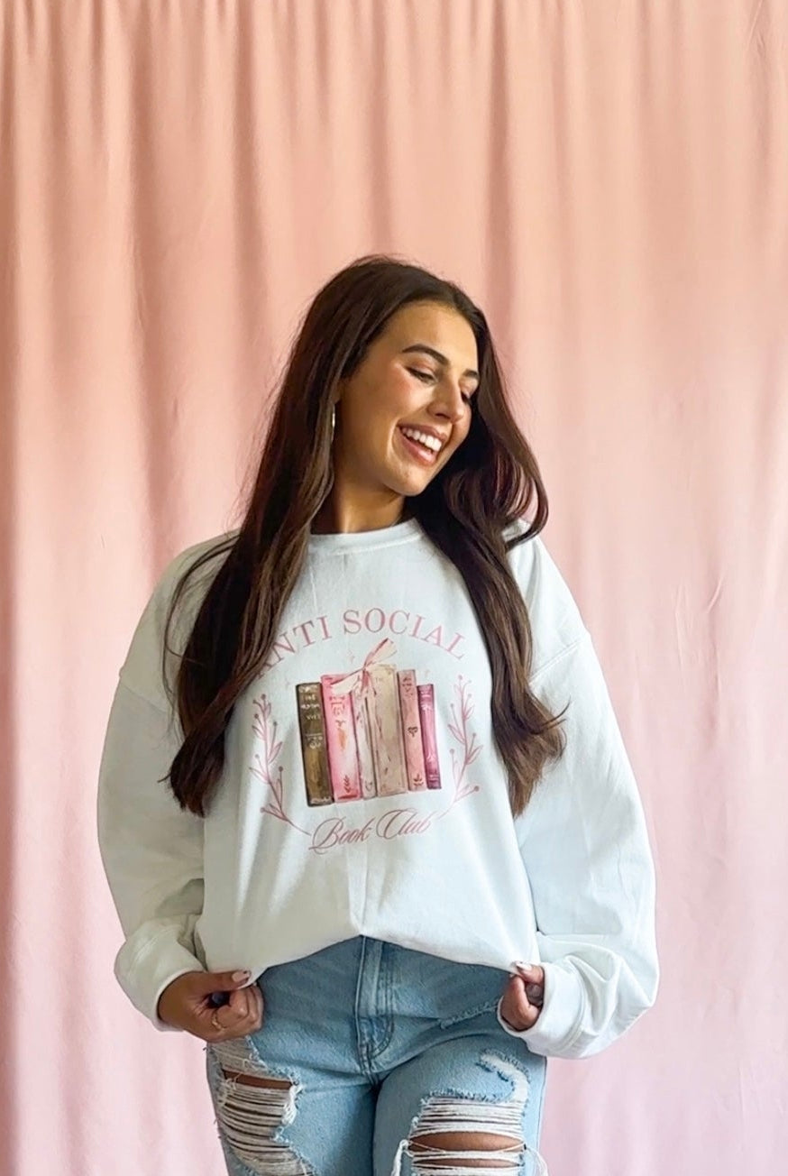 Antisocial Book Club White Sweatshirt Women Sweatshirt Reader