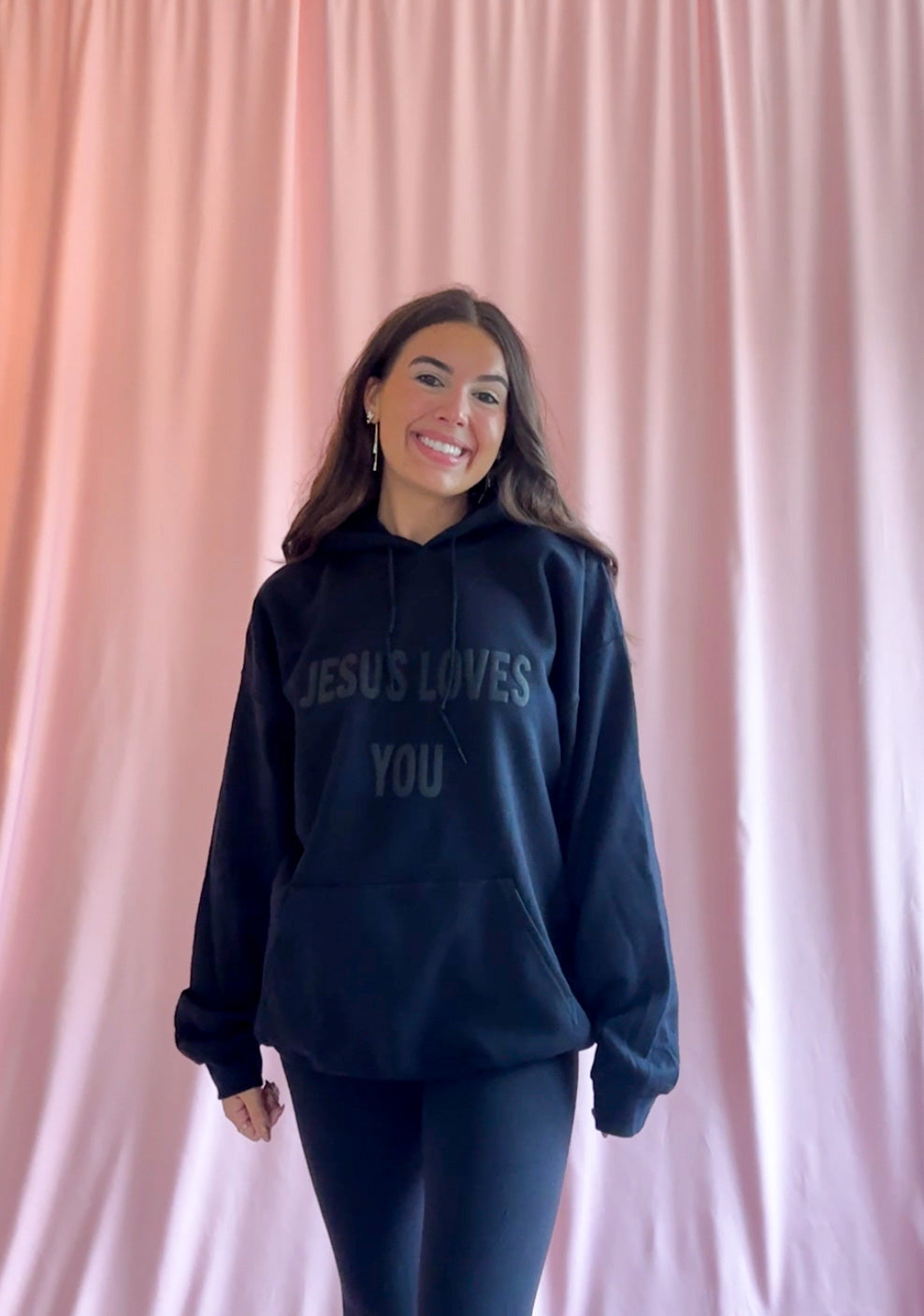 jesus loves you hoodie black puff letter sweatshirt christianity hoodie religious sweatshirt women hoodie faith based
