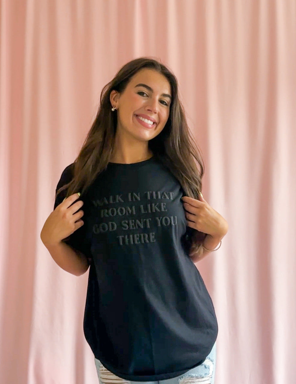 religious tshirt faith shirt puff lettering black shirt christianity gift religious clothing women catholic shirt christianity message bible verse tshirt black