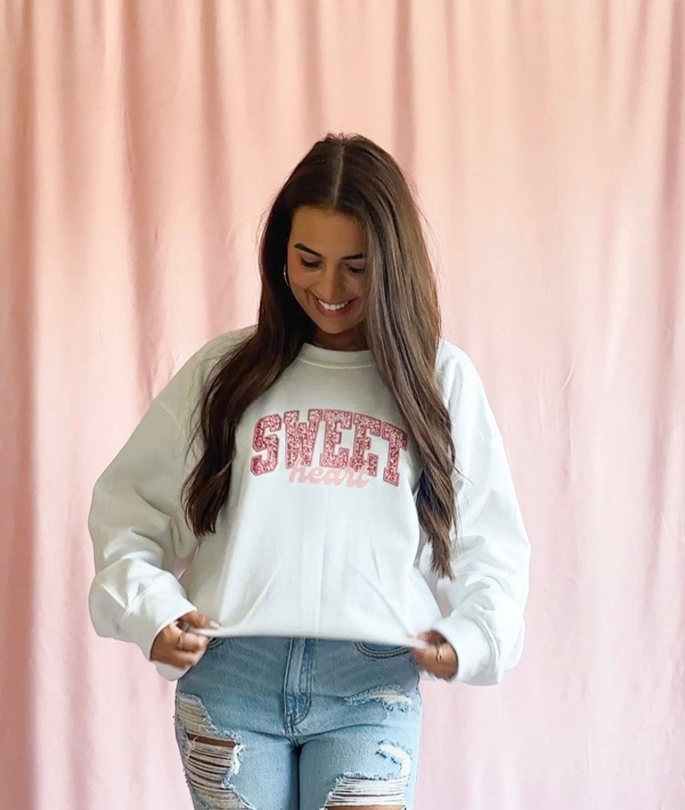 sweetheart sweatshirt sequin graphic sweater women oversized sweatshirt white sweater pink sweatshirt valentines day apparel women trending sweater