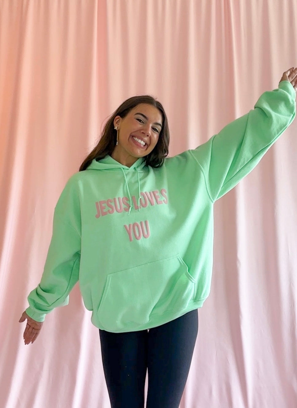 jesus loves you hoodie black puff letter sweatshirt christianity hoodie religious sweatshirt women hoodie faith based