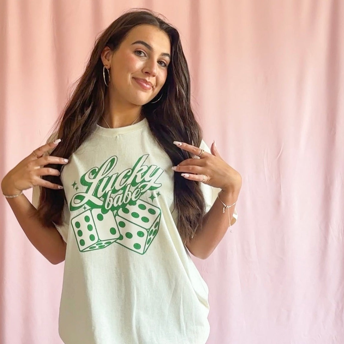 Lucky Babe Dice Shirt- Women Trendy St Patricks Day Shirt