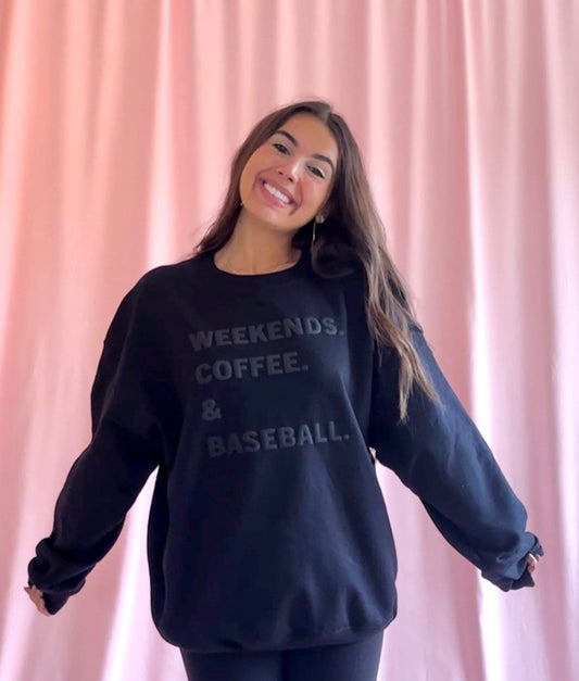 women baseball sweatshirt black baseball crewneck weekends coffee baseball sweatshirt baseball mama crewneck baseball mom sweatshirt baseball girlfriend gift