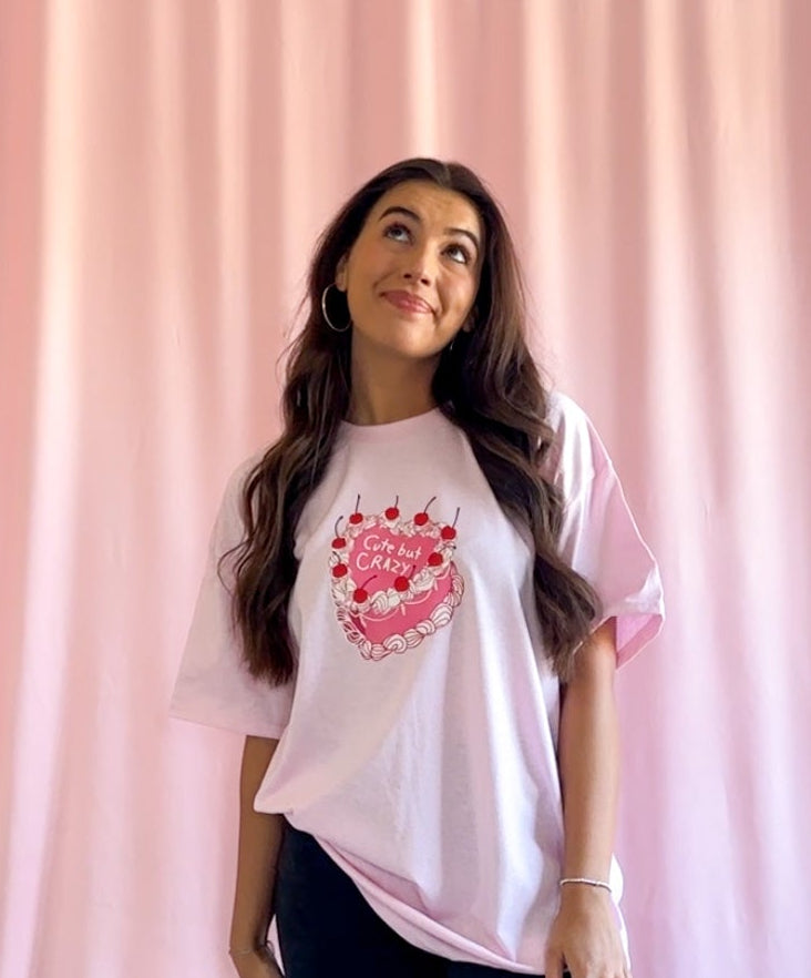 cute but crazy tshirt women pink graphic shirt oversize summer tshirt girls trending clothing funny shirt girlfriend gift