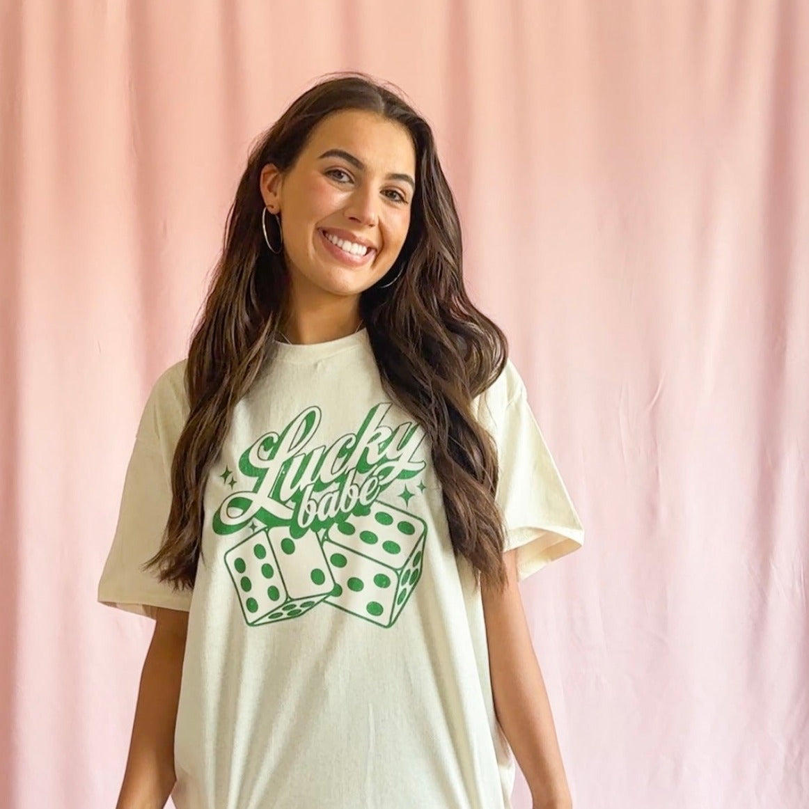 lucky babe tshirt st patricks day clothing oversize shirt women beige shirt summer cover up tshirt st patricks day parade shirt trendy women shirt chic