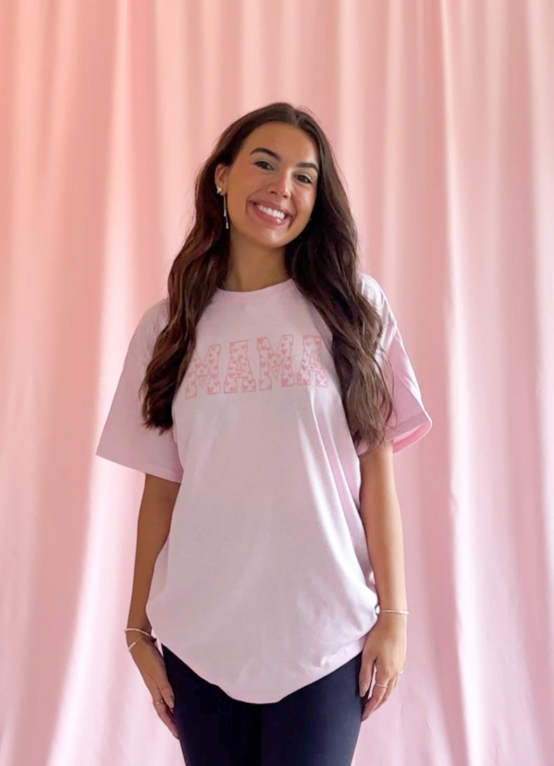 Mama Pink Heart Puff Tshirt