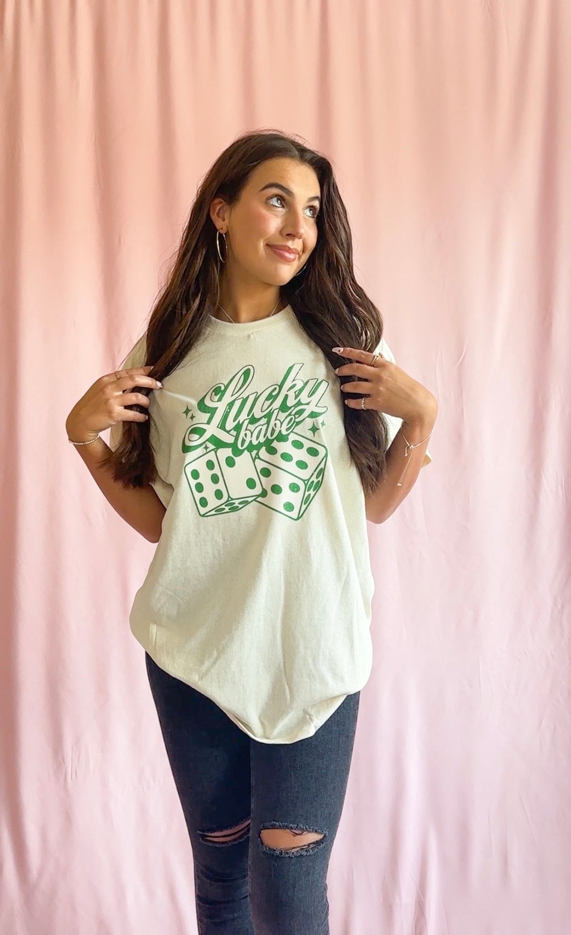 Lucky Babe Dice Shirt- Women Trendy St Patricks Day Shirt