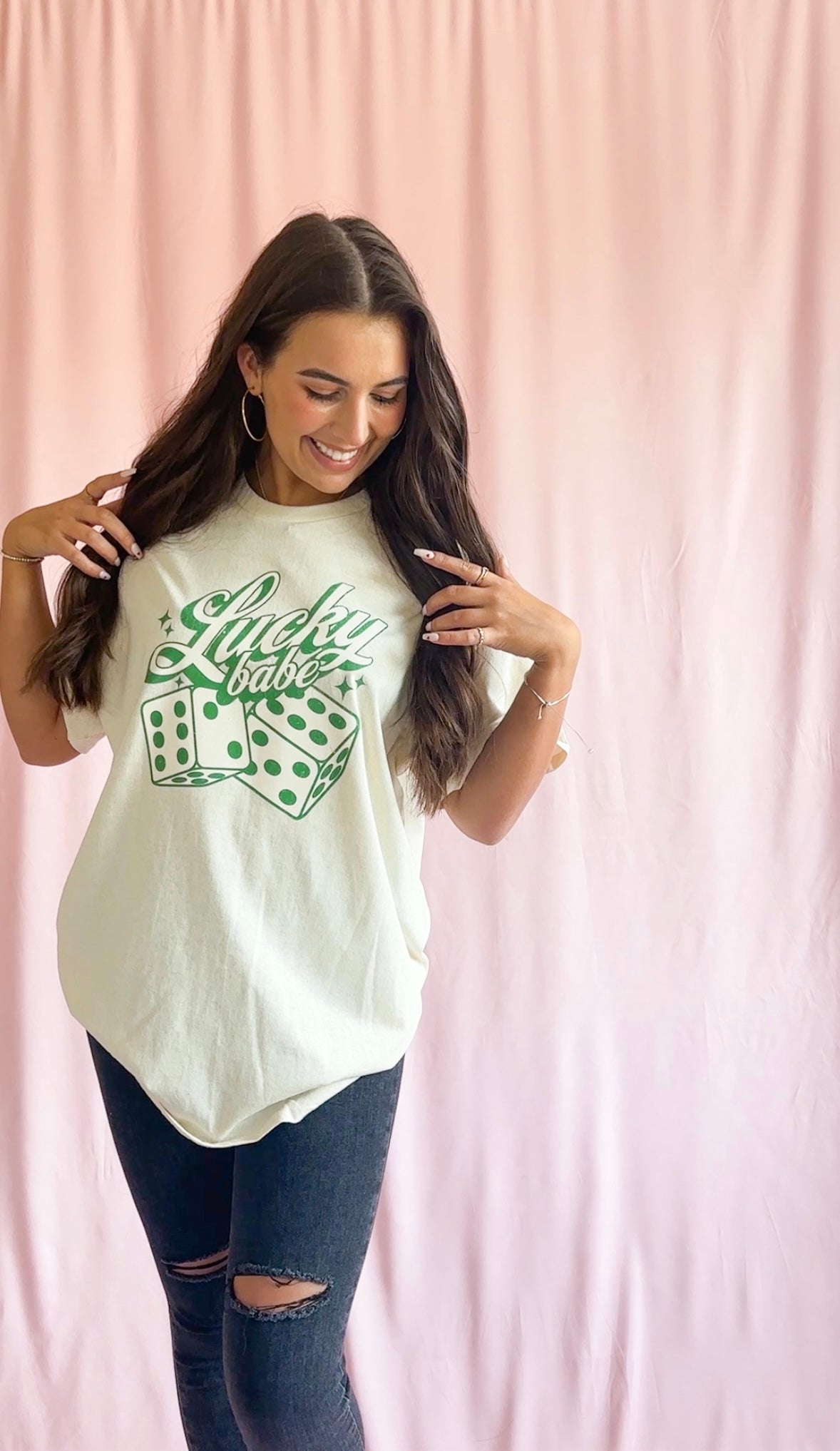 Lucky Babe Dice Shirt- Women Trendy St Patricks Day Shirt