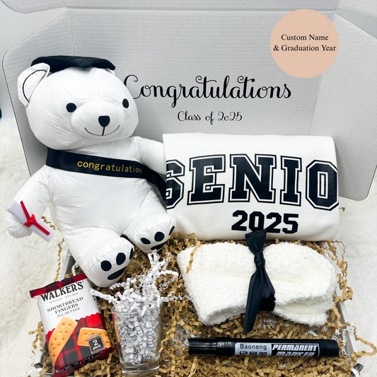 Graduation Autograph Bear Gift Box Personalized Keepsake Collection Class Of 2025 Memories Signature Bear Graduation Present Special Day Commemoration Achievement Celebration Gift Memorable Milestone Keepsake High School Graduation Memory
