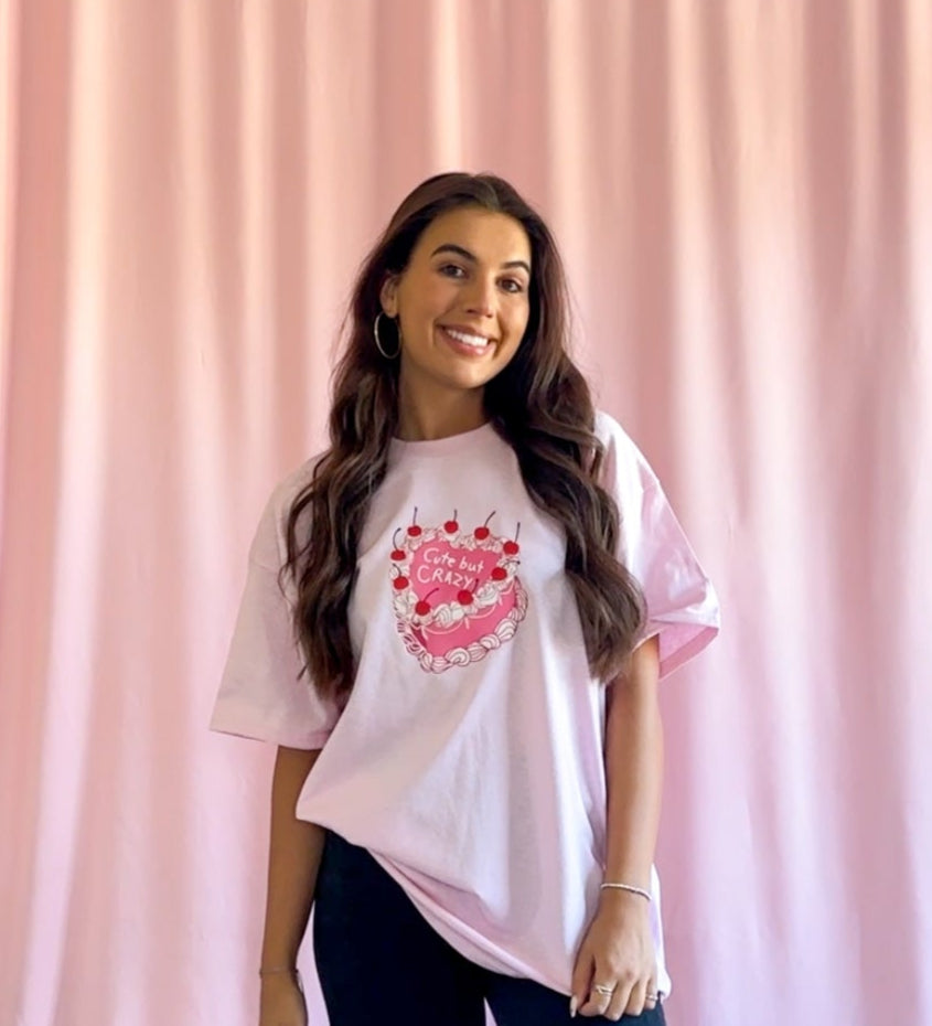 cute but crazy tshirt women pink graphic shirt oversize summer tshirt girls trending clothing funny shirt girlfriend gift