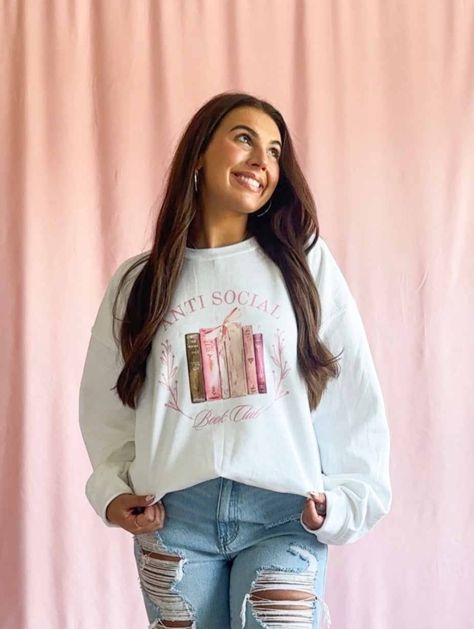 Antisocial Book Club White Sweatshirt Women Sweatshirt Reader