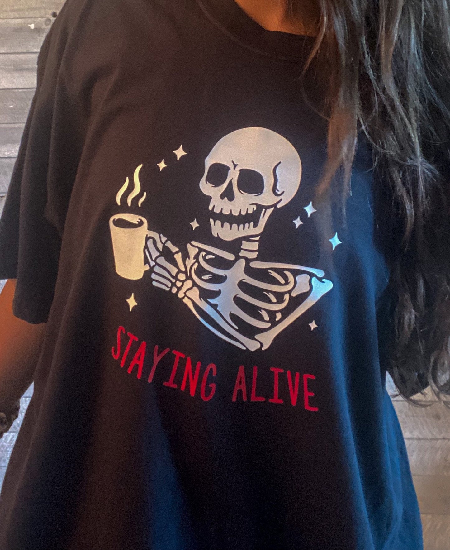 Staying Alive Skeleton Shirt